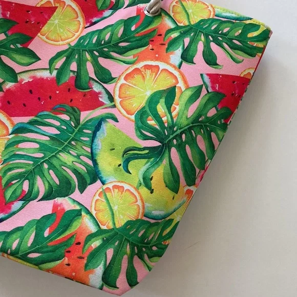 Jumbo Multi Color Tropical Fruit Beach Tote - Picture 2 of 11